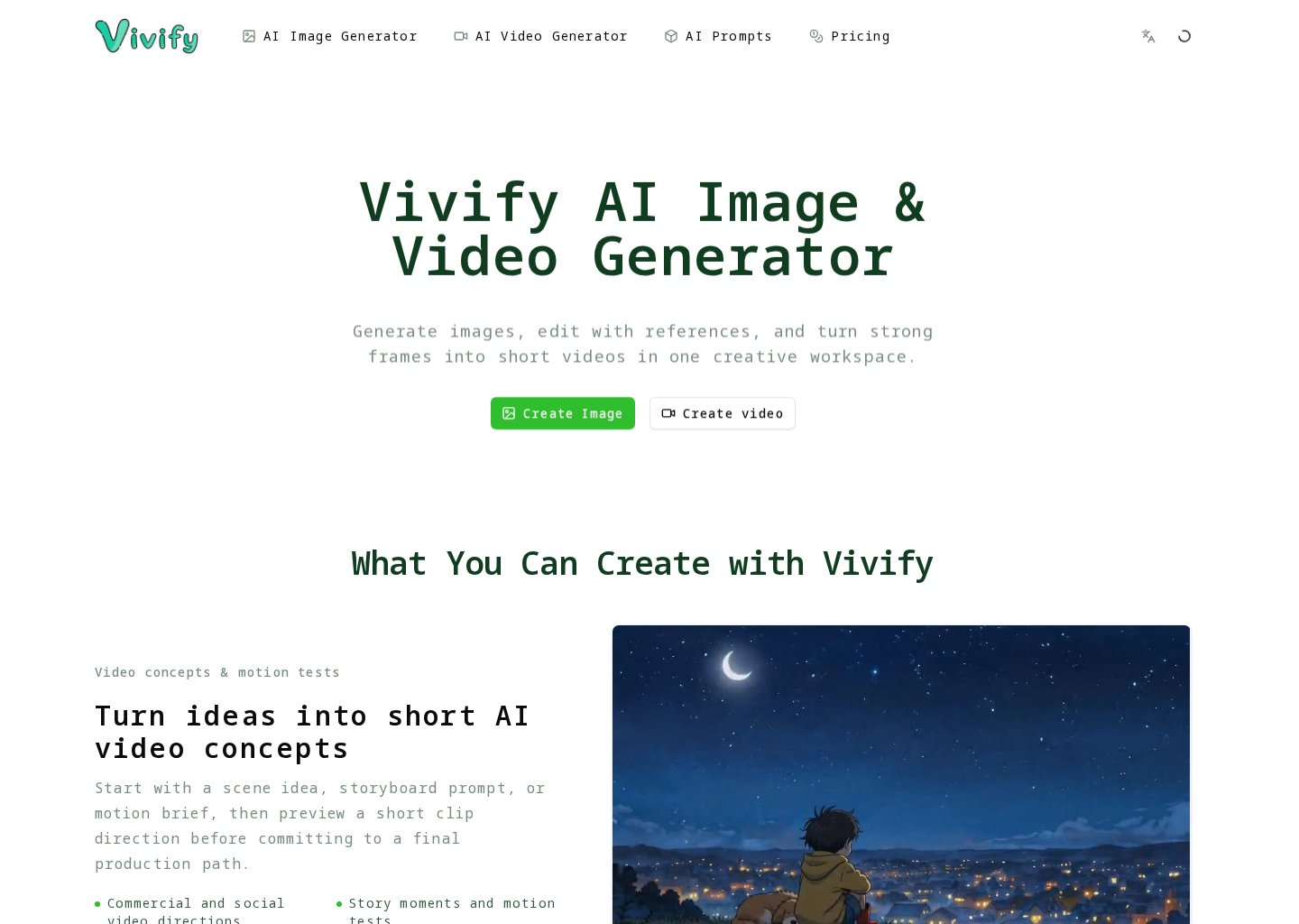Vivify homepage